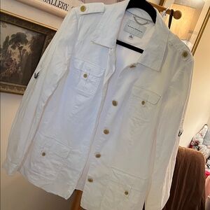 Banana Republic White Jacket with Gold Accents